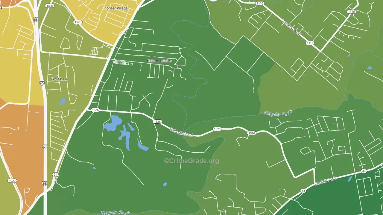Hebron Estates, KY Map of Murder Rates