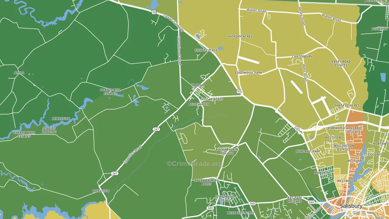 Hebron, MD Map of Murder Rates