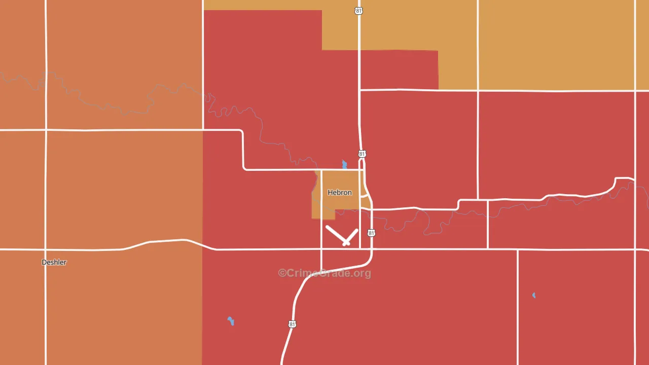 Hebron, NE Map of Murder Rates