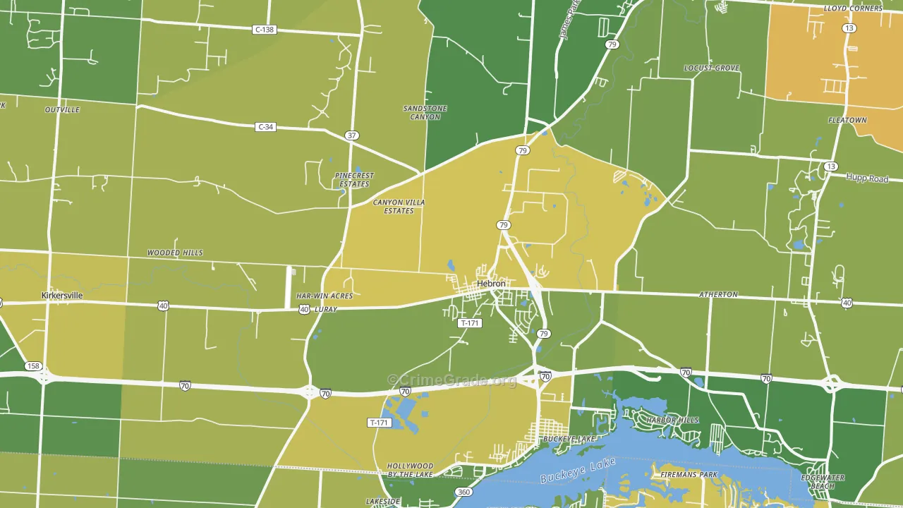 Hebron, OH Map of Murder Rates
