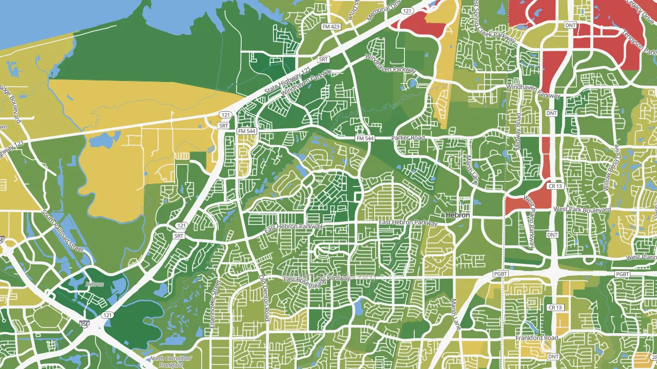 Hebron, TX Map of Murder Rates