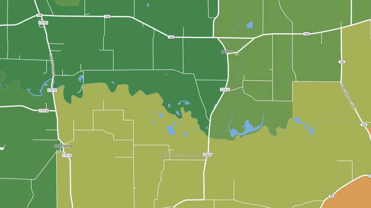 Hebron, WI Map of Murder Rates
