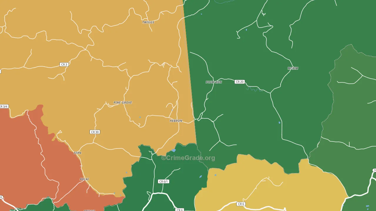 Hebron, WV Map of Murder Rates