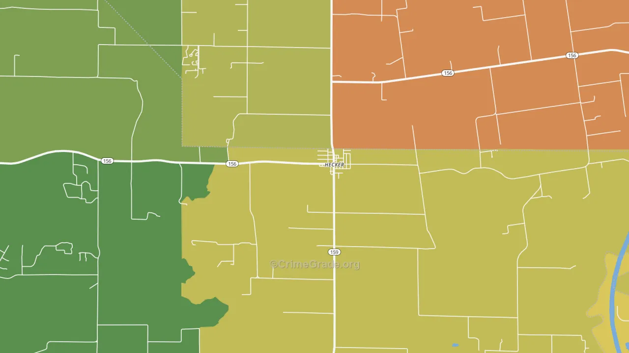 Hecker, IL Map of Murder Rates