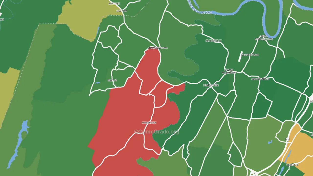 Hedgesville, WV Map of Murder Rates