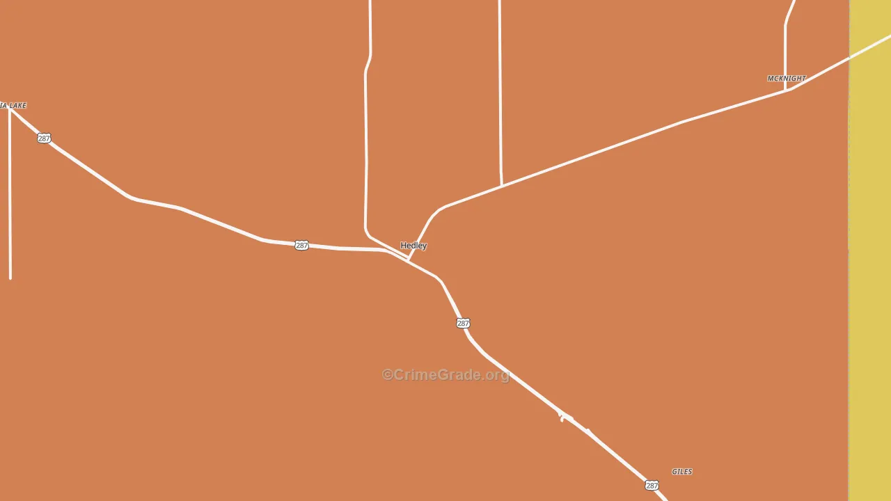 Hedley, TX Map of Murder Rates