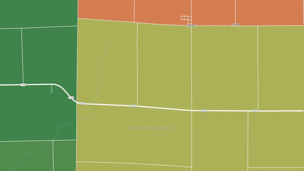 Hedrick, IN Map of Murder Rates