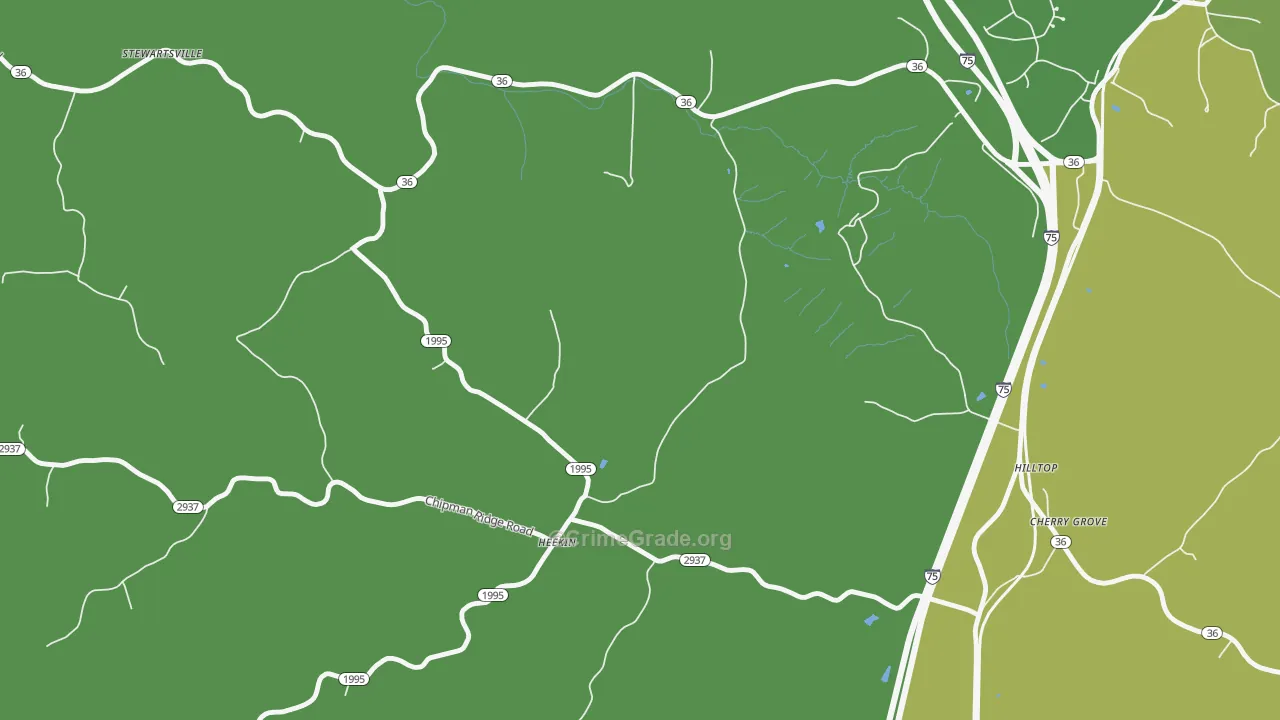 Heekin, KY Map of Murder Rates