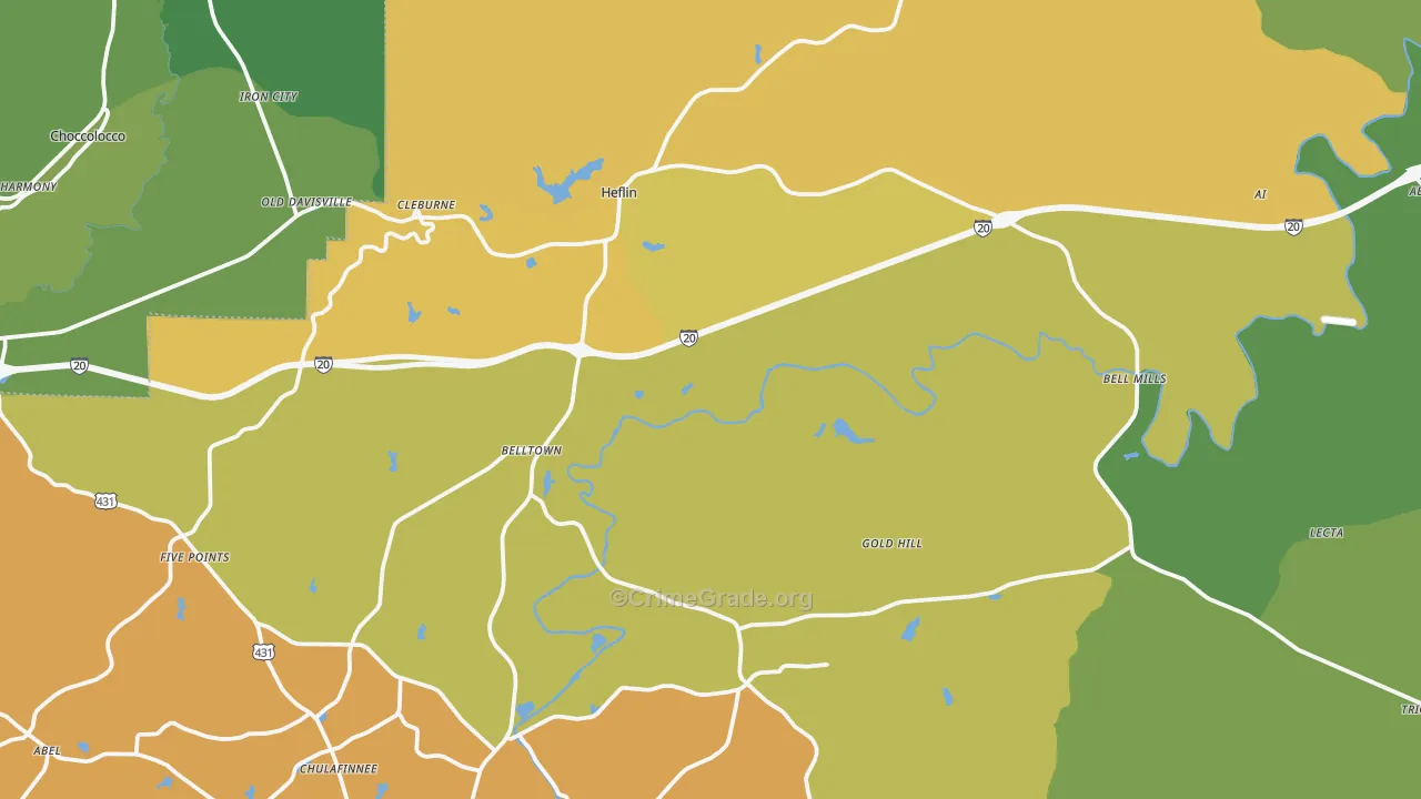 Heflin, AL Map of Murder Rates