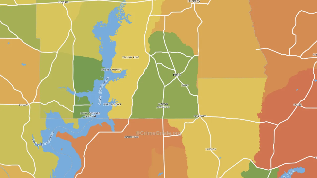 Heflin, LA Map of Murder Rates