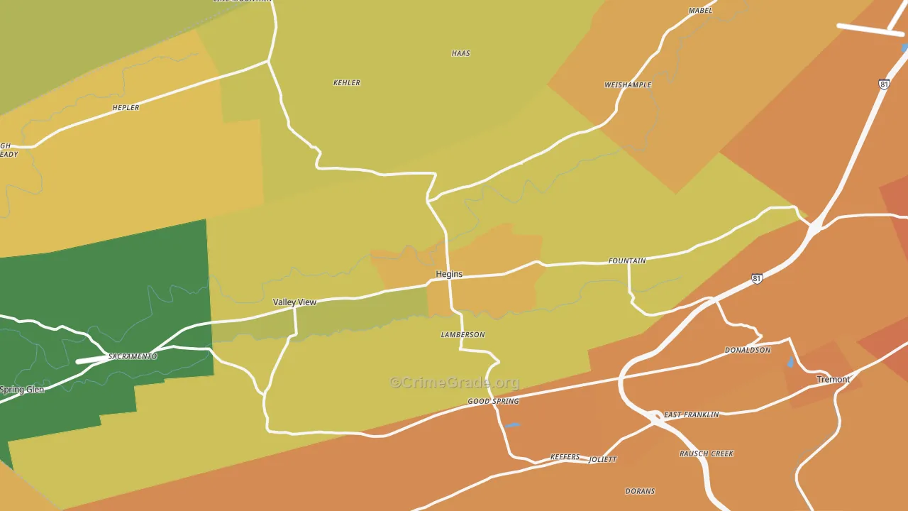 Hegins, PA Map of Murder Rates