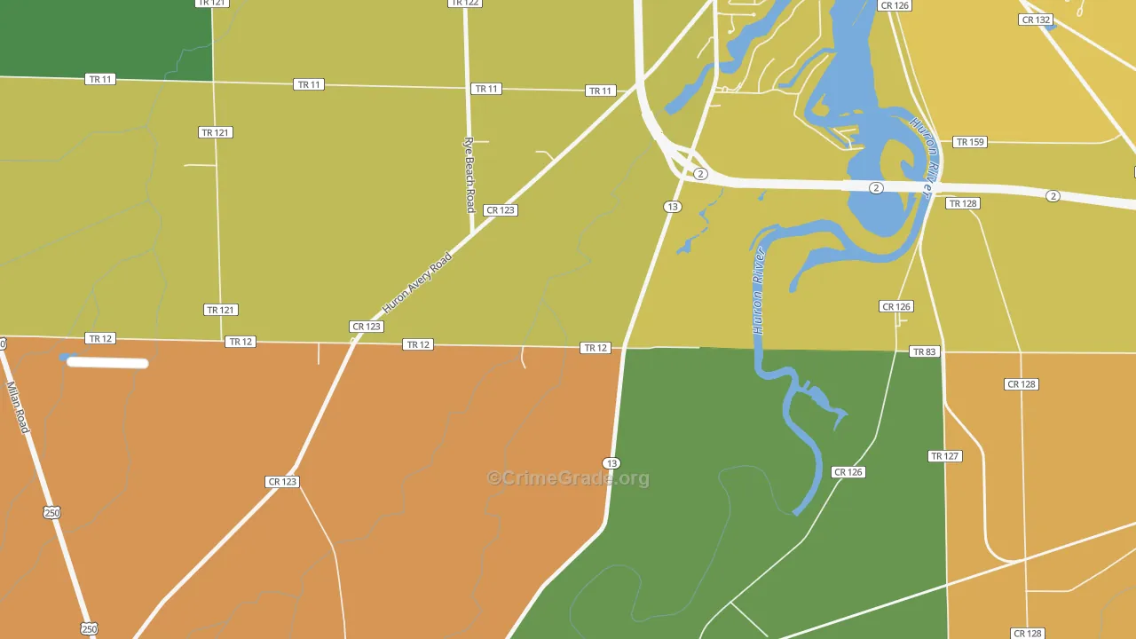 Heidelberg Beach, OH Map of Murder Rates
