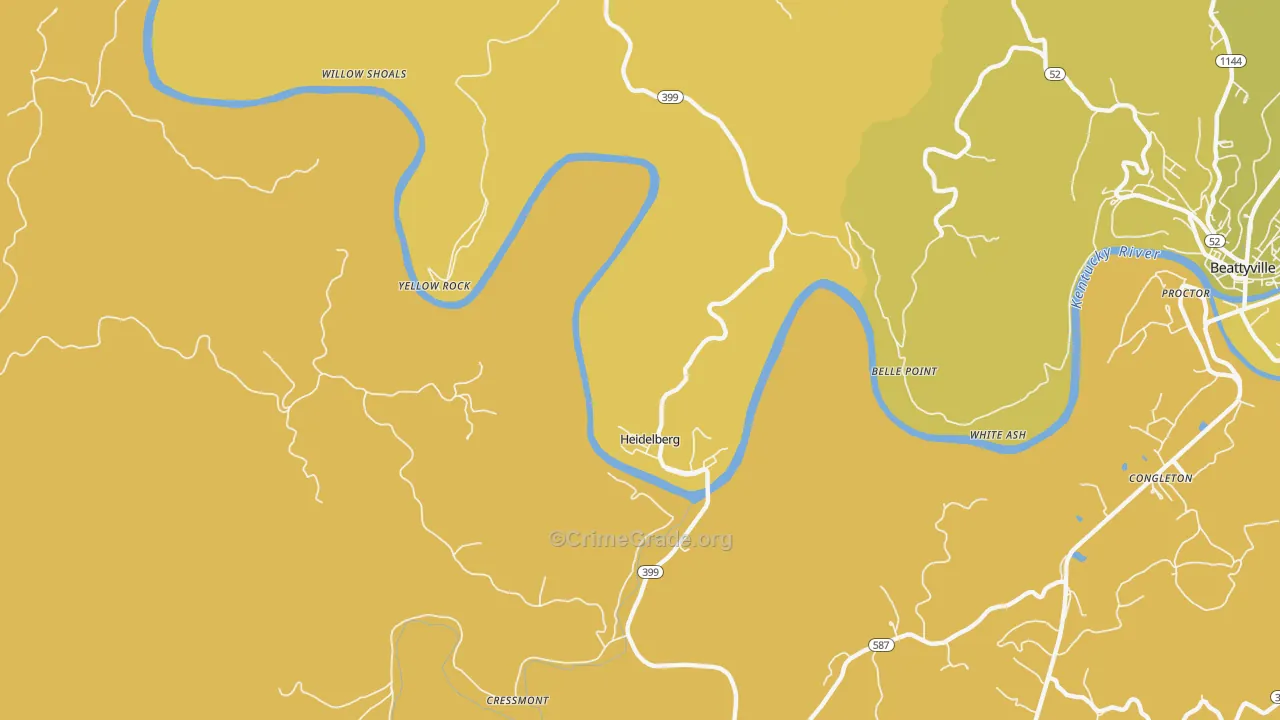 Heidelberg, KY Map of Murder Rates