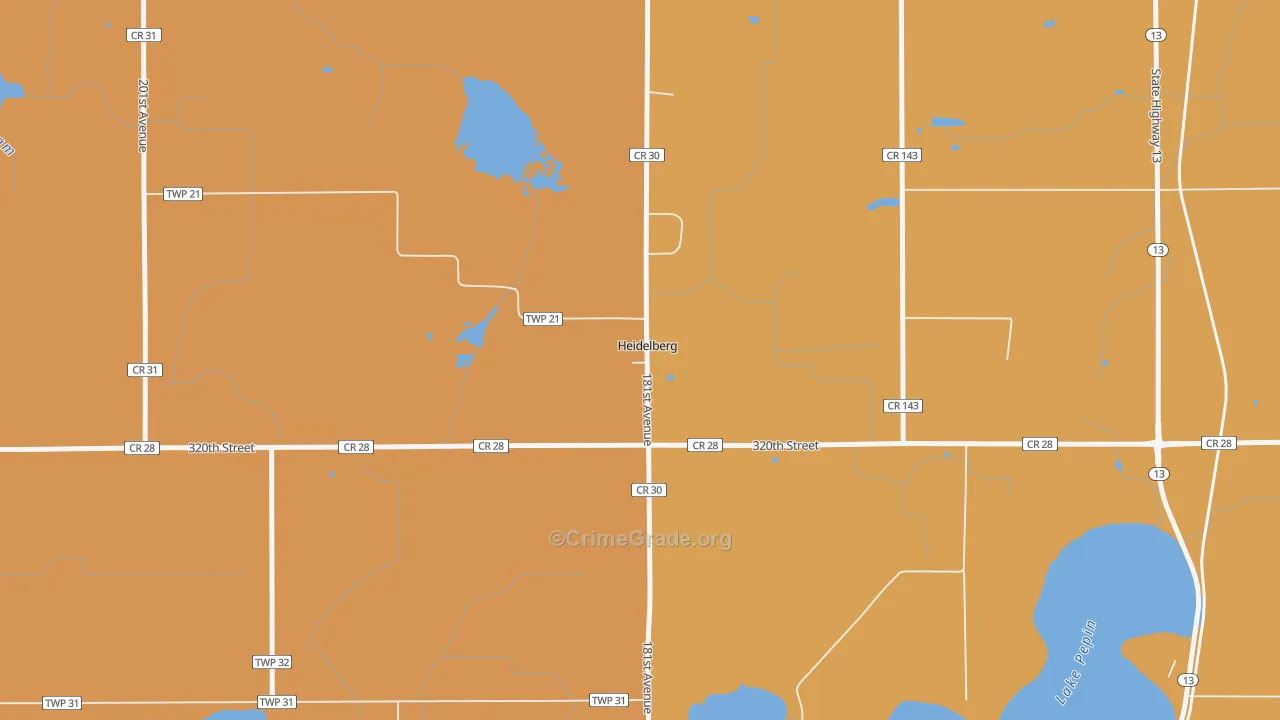 Heidelberg, MN Map of Murder Rates