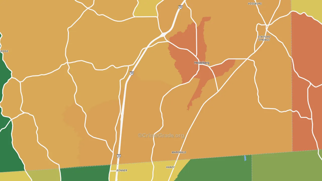 Heidelberg, MS Map of Murder Rates