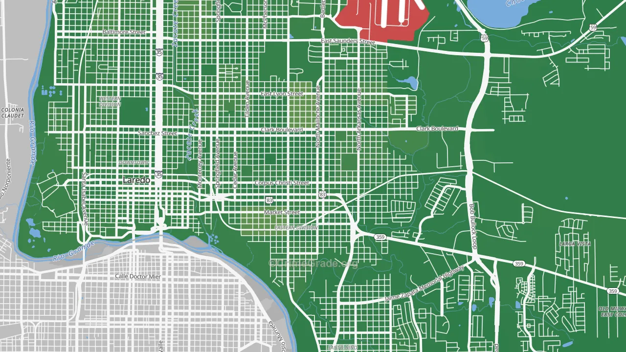 Heights, Laredo, TX Map of Murder Rates