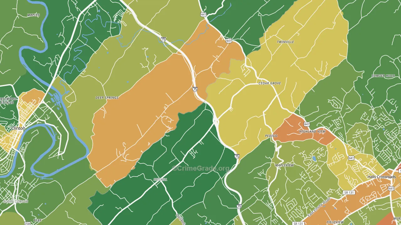 Heiskell, TN Map of Murder Rates