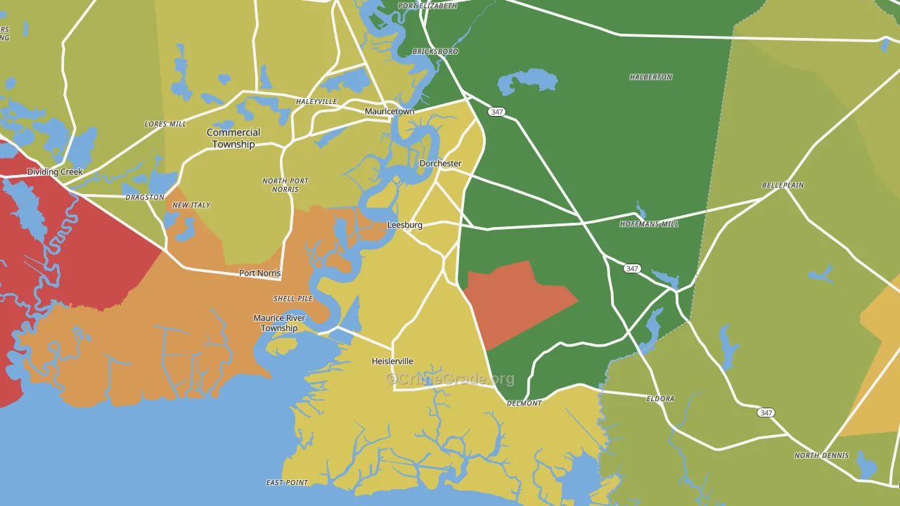 Heislerville, NJ Map of Murder Rates