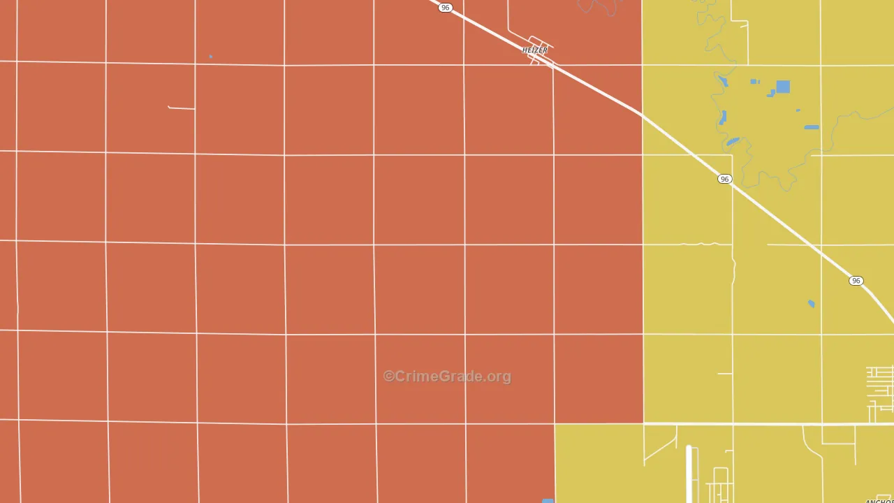 Heizer, KS Map of Murder Rates