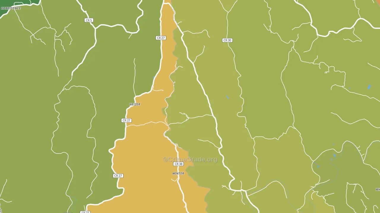 Heizer, WV Map of Murder Rates