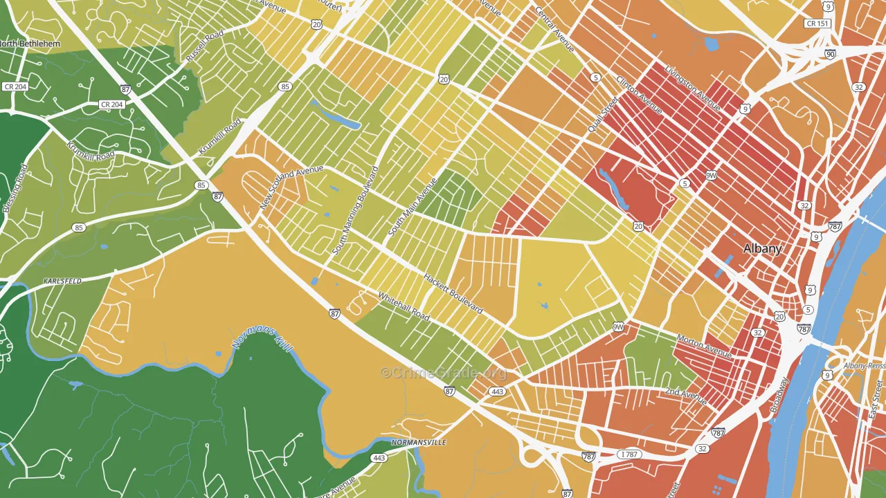 Helderberg, Albany, NY Map of Murder Rates