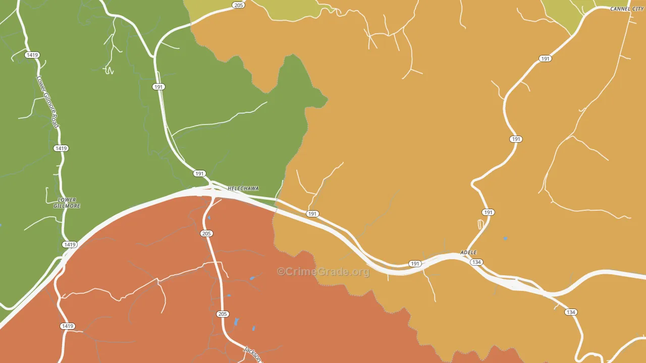 Helechawa, KY Map of Murder Rates