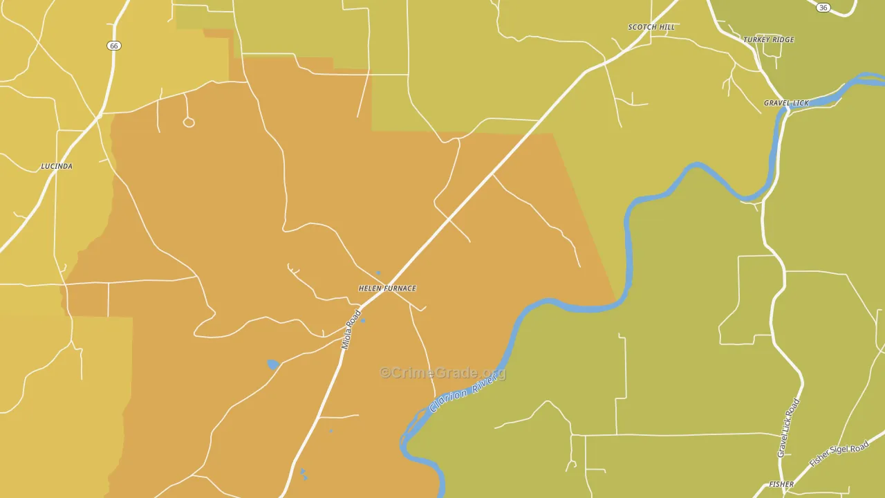Helen Furnace, PA Map of Murder Rates