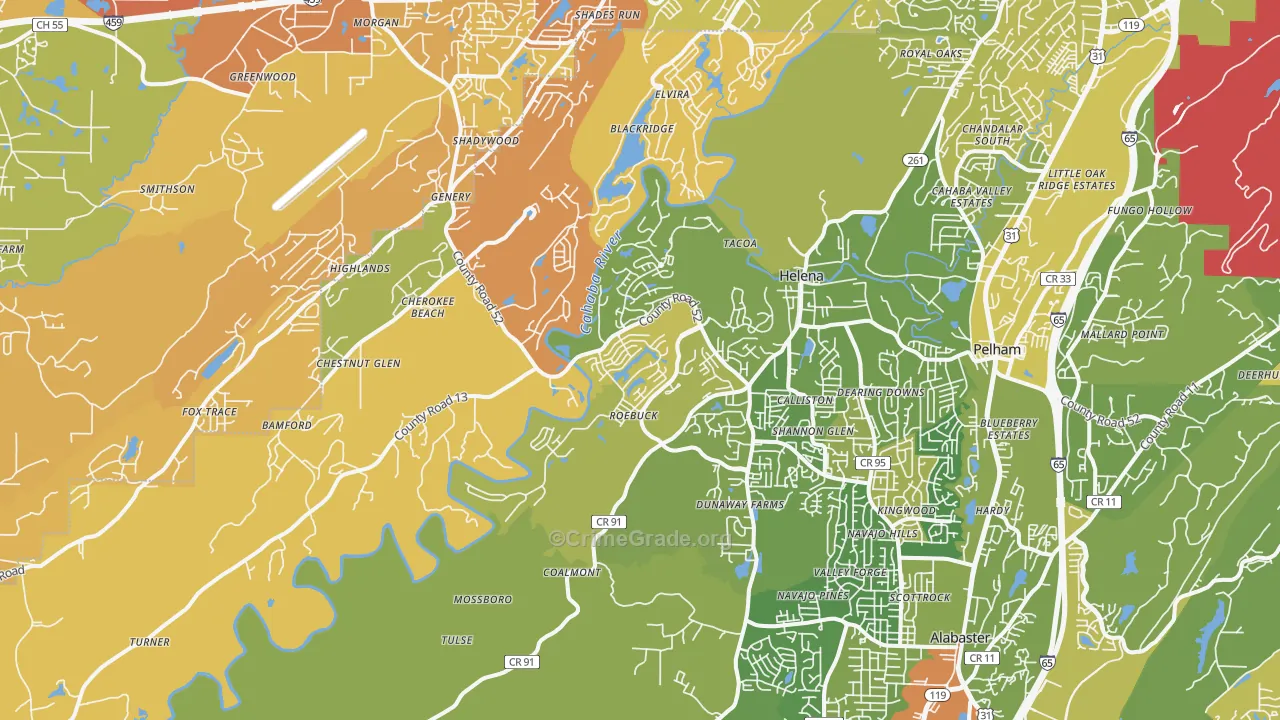 Helena, AL Map of Murder Rates