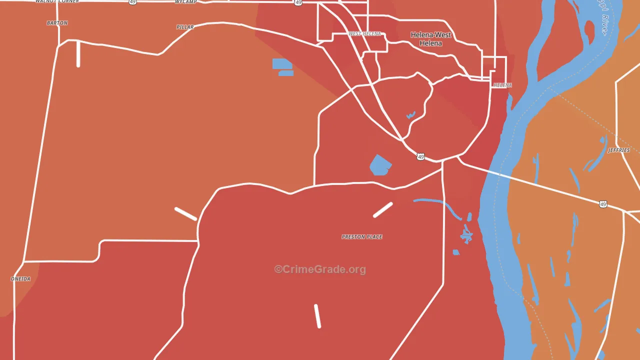 Helena, AR Map of Murder Rates
