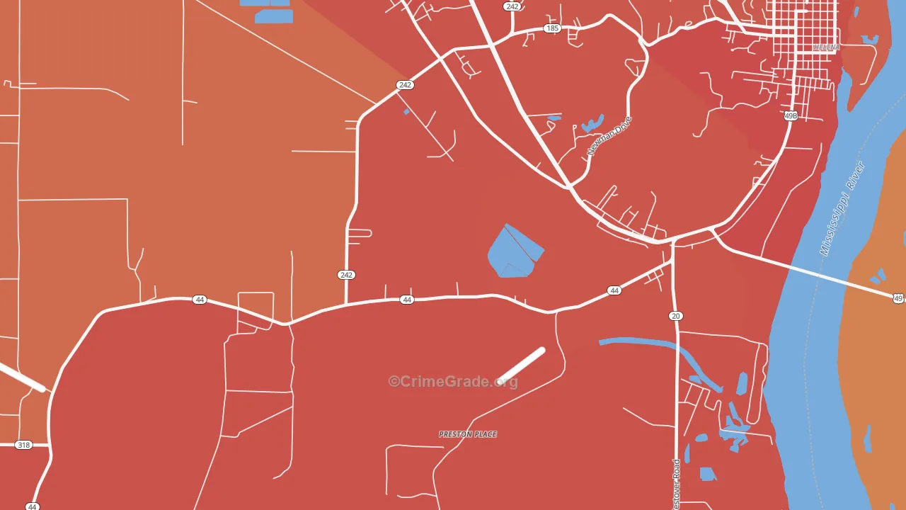 Helena Crossing, AR Map of Murder Rates