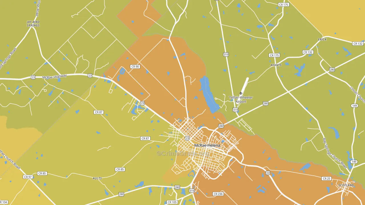 Helena, GA Map of Murder Rates
