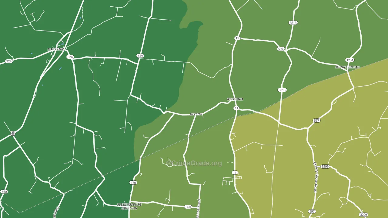 Helena, KY Map of Murder Rates