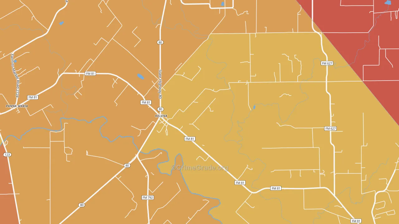Helena, TX Map of Murder Rates
