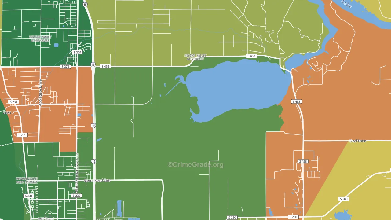 Helena Valley Northeast, MT Map of Murder Rates