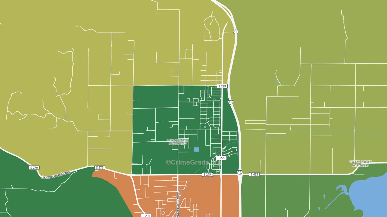 Helena Valley Northwest, MT Map of Murder Rates