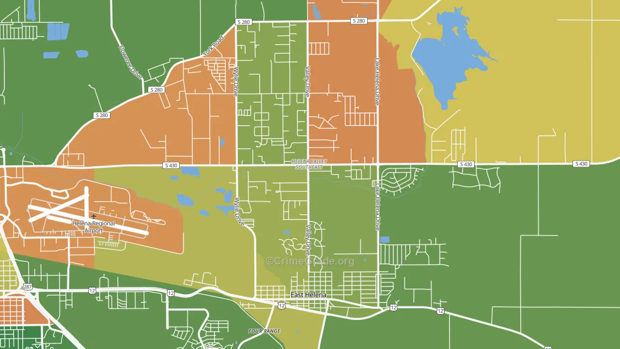Helena Valley Southeast, MT Map of Murder Rates