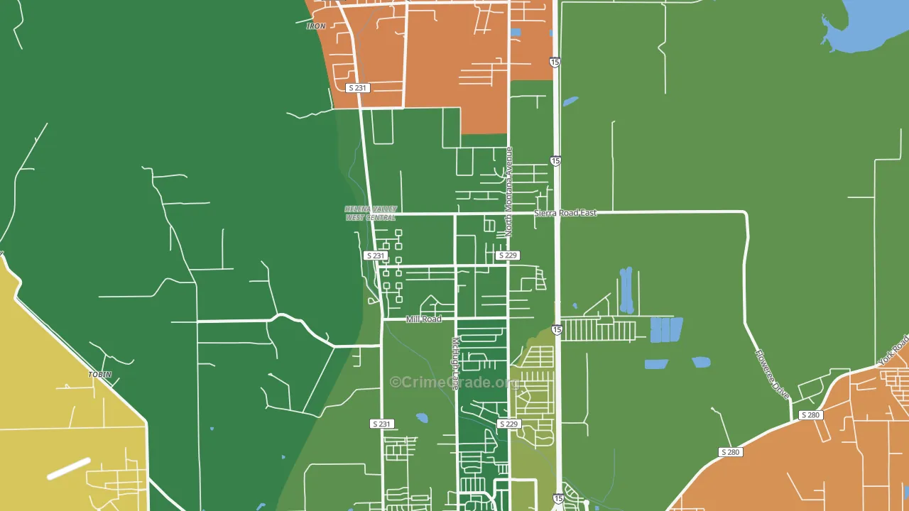 Helena Valley West Central, MT Map of Murder Rates