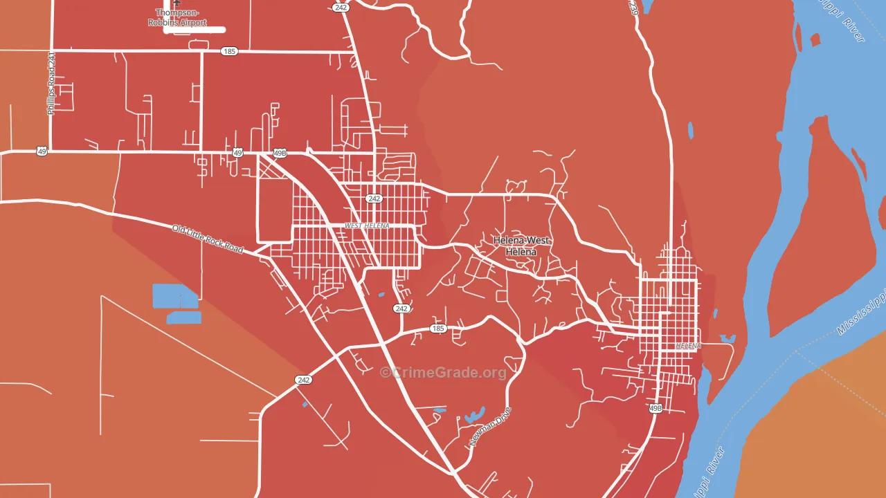 Helena-West Helena, AR Map of Murder Rates
