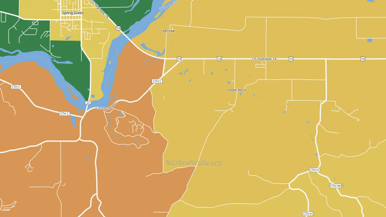Helena, WI Map of Murder Rates