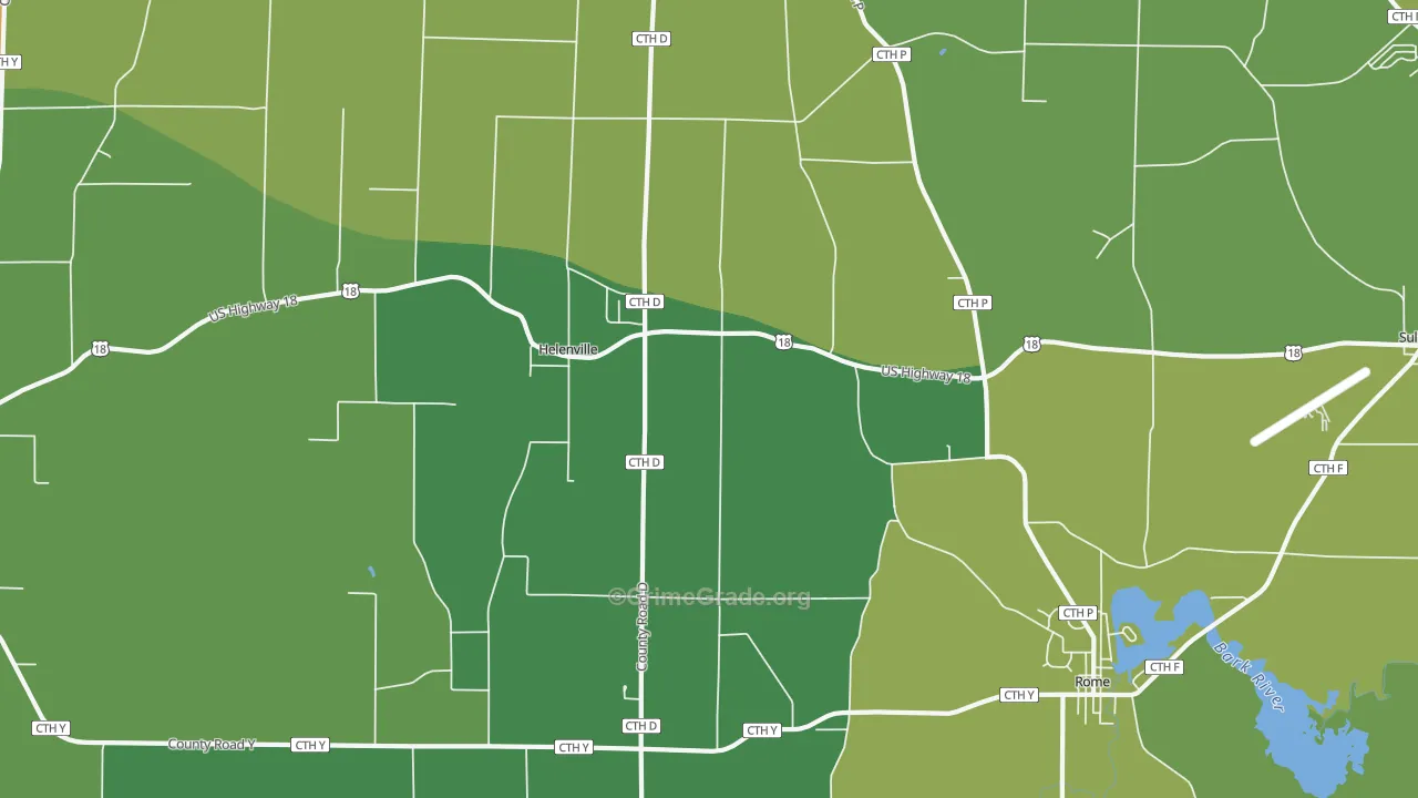 Helenville, WI Map of Murder Rates