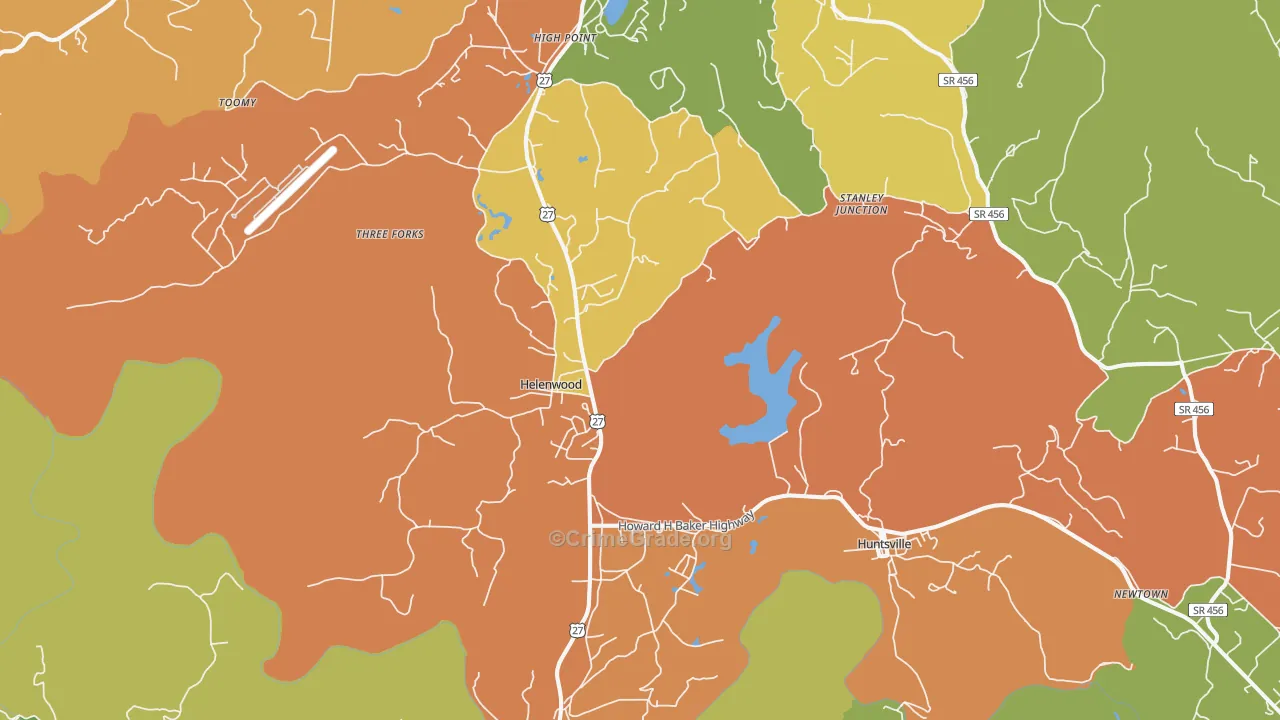 Helenwood, TN Map of Murder Rates