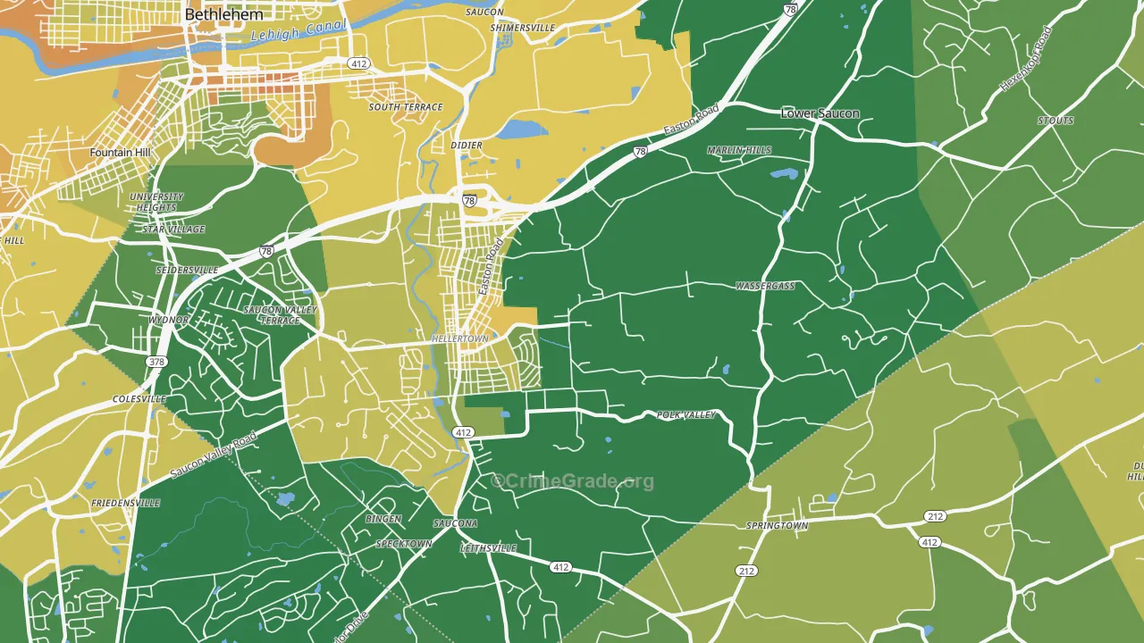 Hellertown, PA Map of Murder Rates