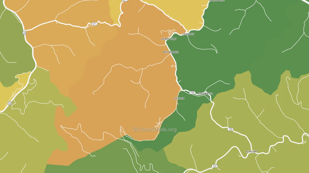 Hellier, KY Map of Murder Rates