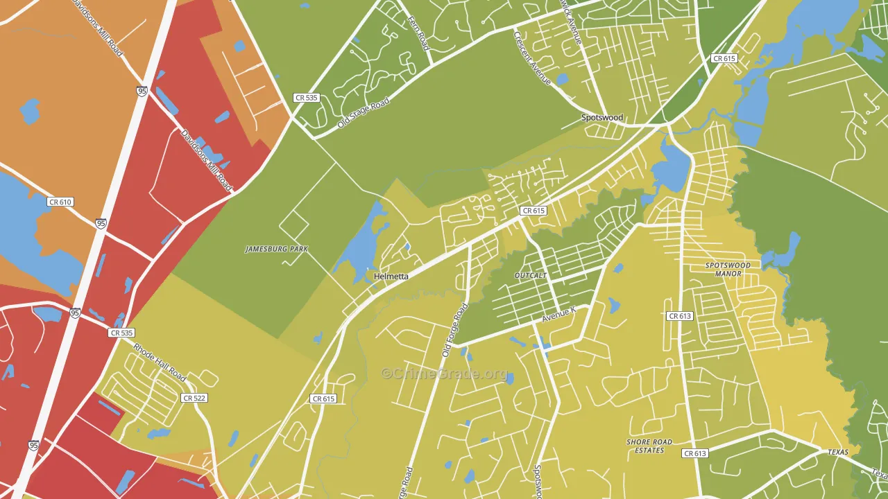 Helmetta, NJ Map of Murder Rates