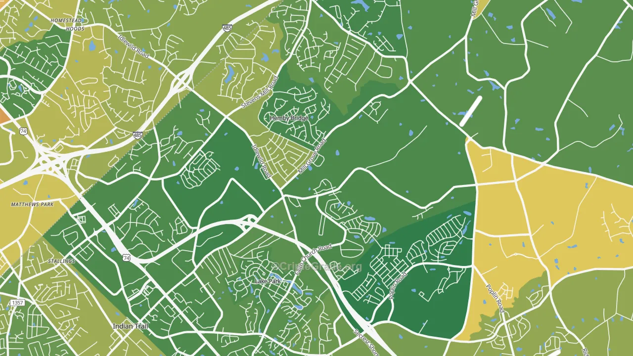 Hemby Bridge, NC Map of Murder Rates