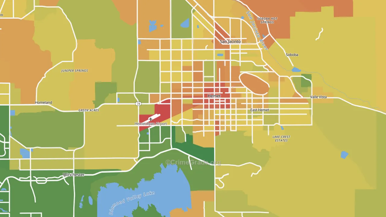 Hemet, CA Map of Murder Rates