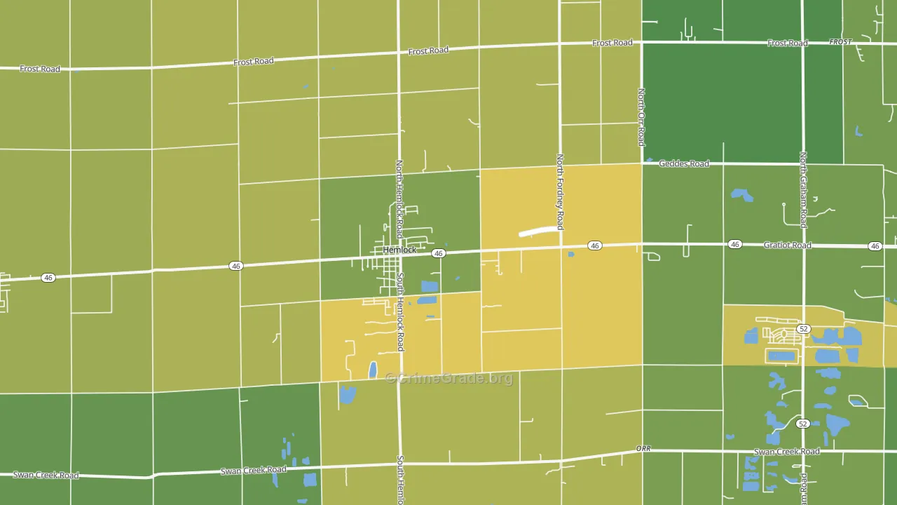 Hemlock, MI Map of Murder Rates