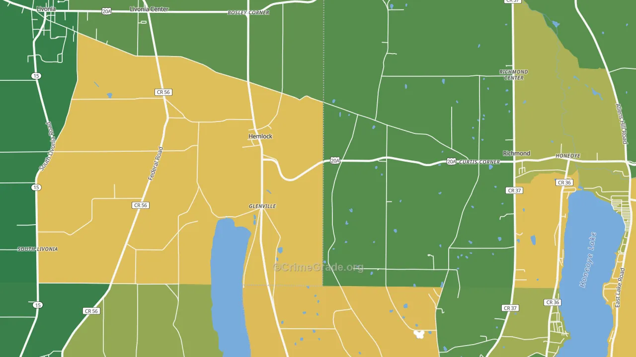Hemlock, NY Map of Murder Rates