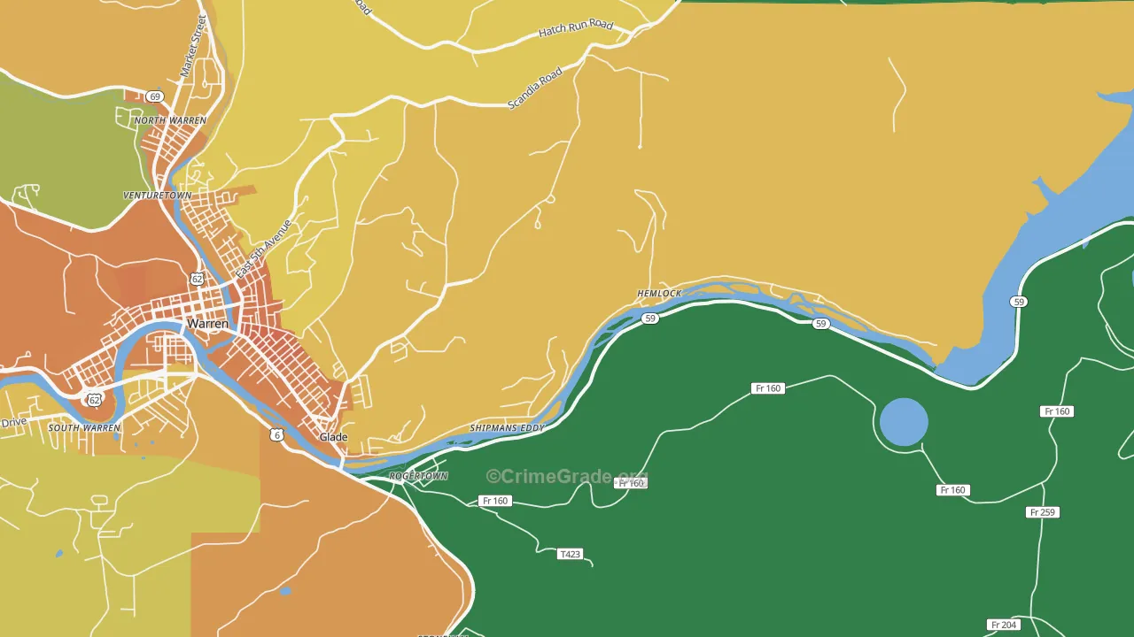 Hemlock, PA Map of Murder Rates