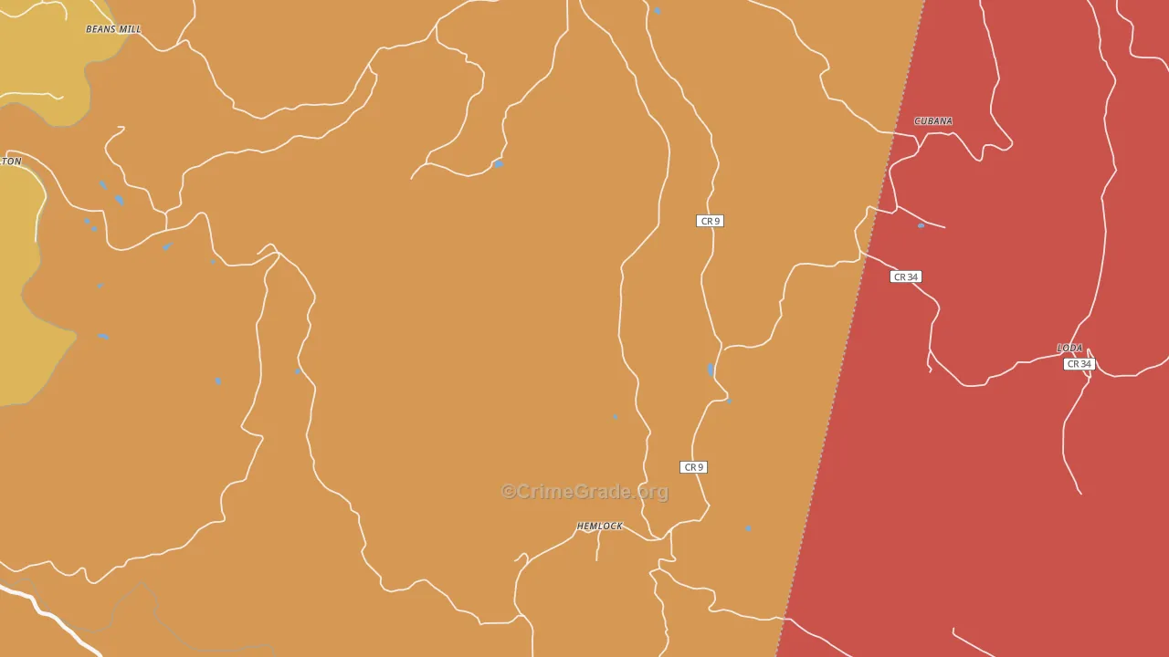 Hemlock, WV Map of Murder Rates